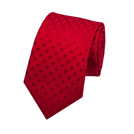 Red tie with squares