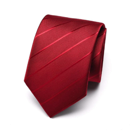 Red tie with stripes